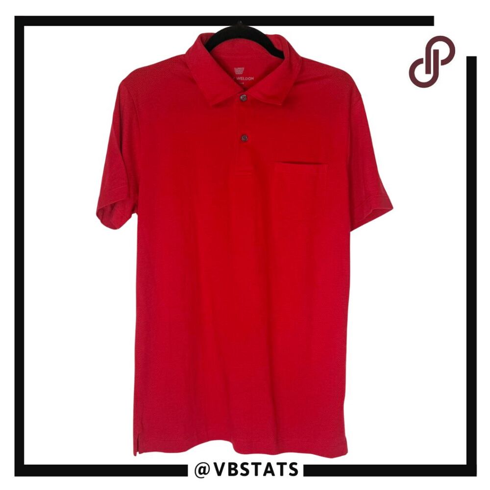 Mack Weldon Men's Short Sleeve Pocket Cotton Blend Golf Polo Shirt Red Medium